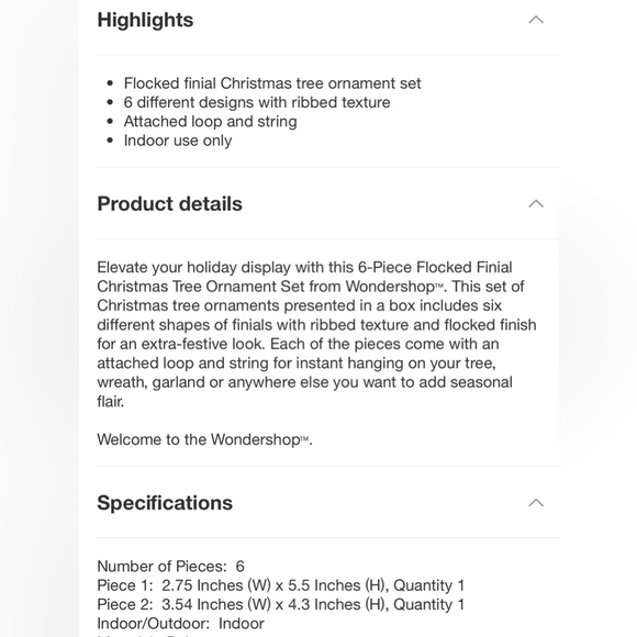 Set of 3 (18) Wondershop flocked holiday ornaments - Picture 8 of 8